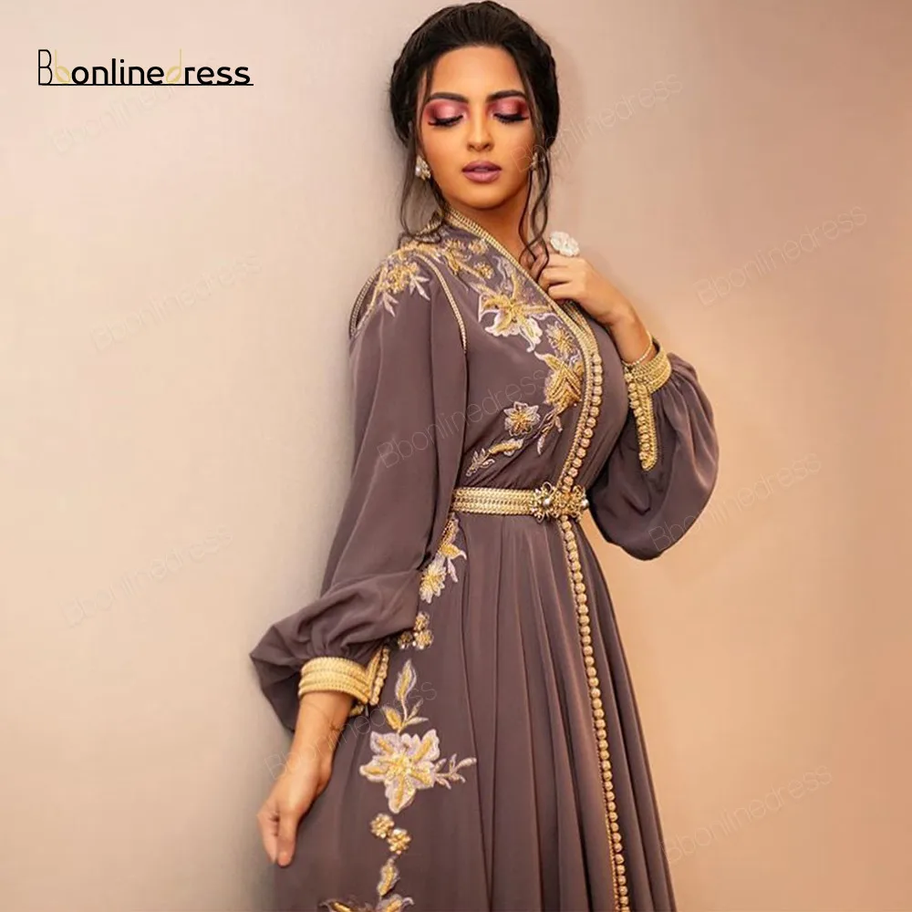 Bbonlinedress Moroccan Caftan Evening Dresses Embroidery Appliques Long Casual Women Dress Arabic Muslim Plus Size Party Robe
