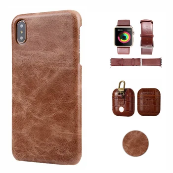 

Real leather Scrub holder Bracket Case for iPhone XR Xs Max 11 Pro Max 7 8 plus AirPods Watch strap back Cover Case ,CKHB-BS4