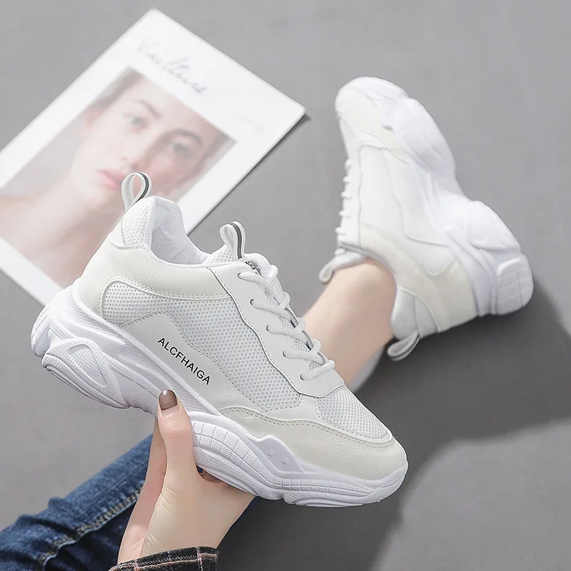 

2020 Spring New Style Korean-style Versatile Dad Shoes Women's Thick Bottomed Platform Casual Running Shoes Elevator Athletic Sh
