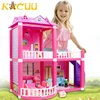 Baby DIY Doll house Toys Pink Assemble Princess Villa Handmade Construction Casa Miniature Furniture Dollhouse For Children Gift ► Photo 1/6