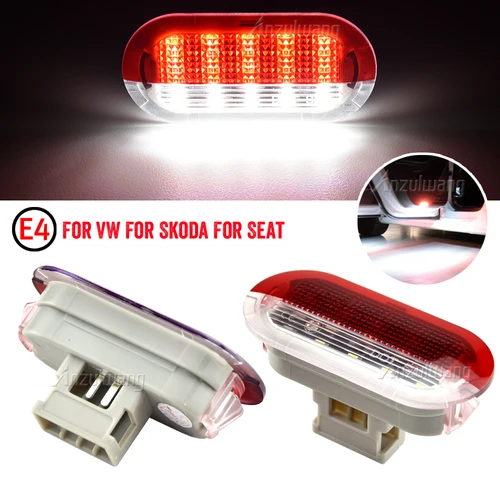 VW 골프 MK3 MK4 제타 딱정벌레 투란 폴로 벤토용 LED 도어 경고등, 스코다 좌석용 인테리어 환영 램프, 2 개 2