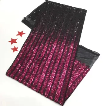 

New African Lace Fabric Nigeria Lace Fabric Embroidery Pink Gold Line Wedding Sequins Lace African Bridal Lace Fabric 5 Yards