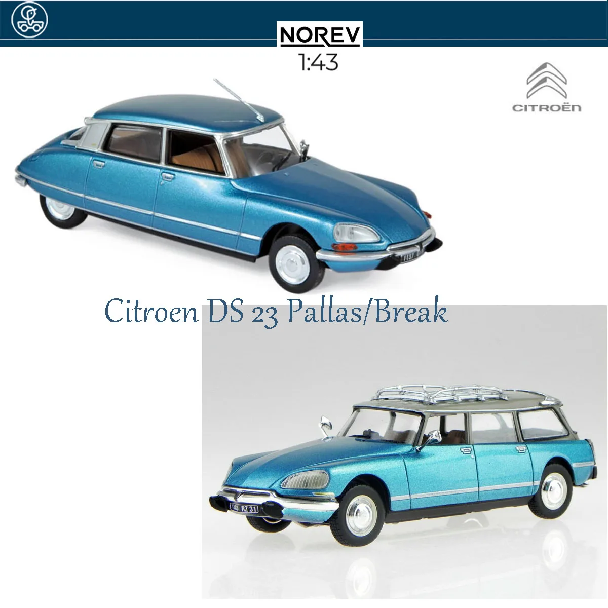 

Norev 1/43 Scale Model CITROÃ‹N DS23 BREAK 1974 CITROÃ‹N DS21 Pallas Diecast kit for collection gift