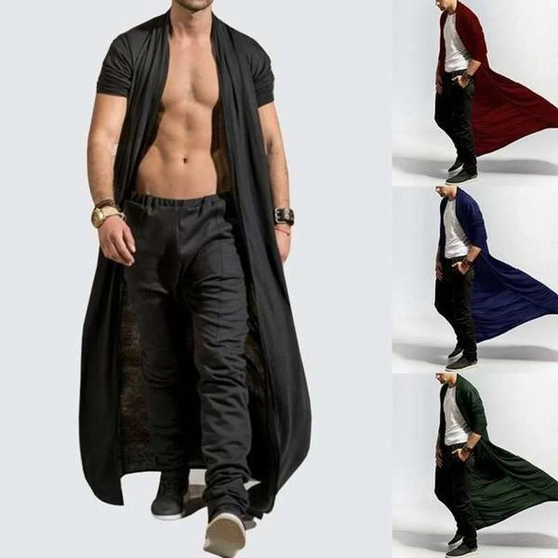 

Mens Cardigan 6XL 5XL Autumn Solid Color Long Windbreaker Coat Ankle-length Cloak Men Clothes Fashion Outerwear Cosplay Costumes
