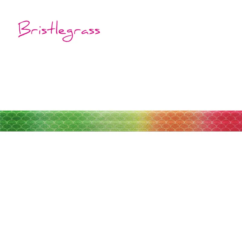 BRISTLEGRASS 100 ярдов в рулоне 5/" 15 мм Сова Фламинго Леопард роза цветок печать сложить над Elastics FOE повязка из спандекса платье Шитье - Цвет: Mermaid Scale