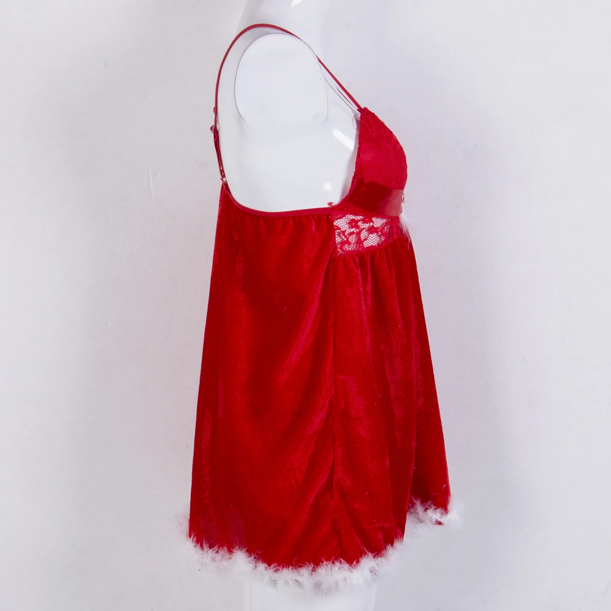 Женское Новое короткое рождественское сексуальное нижнее белье перо глубокий v-образный вырез красное кружево ночное белье необычные ночные рубашки