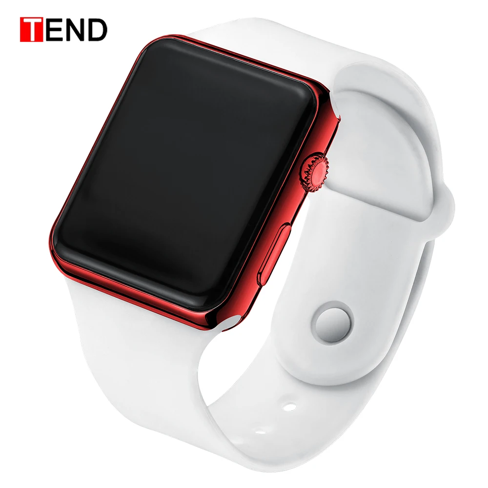 Fashion Men Watch Women Casual Sports Bracelet Watches White LED Electronic Digital Candy Color Silicone Wrist Watch Children - Цвет: White Red