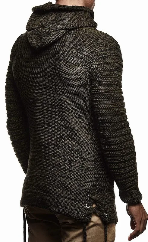 Moomphya/вязаный Тренч с капюшоном и длинным рукавом, Мужская Уличная одежда в стиле хип-хоп на молнии, длинный стильный свитер, пальто для мужчин, зимняя верхняя одежда