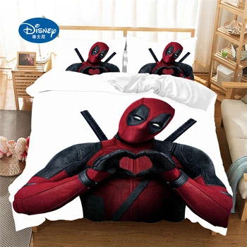 

Disney Deadpool bedding Spider Man 3 piece set custom bedding set Polyester quilt cover large Double Bed Duvet Cover Queen King