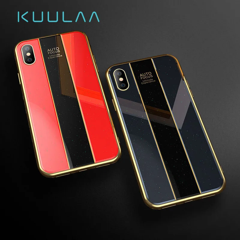 KUULAA чехол для iPhone X роскошный Porsche стеклянный телефона i Phone 7 тонкий ударопрочный XS