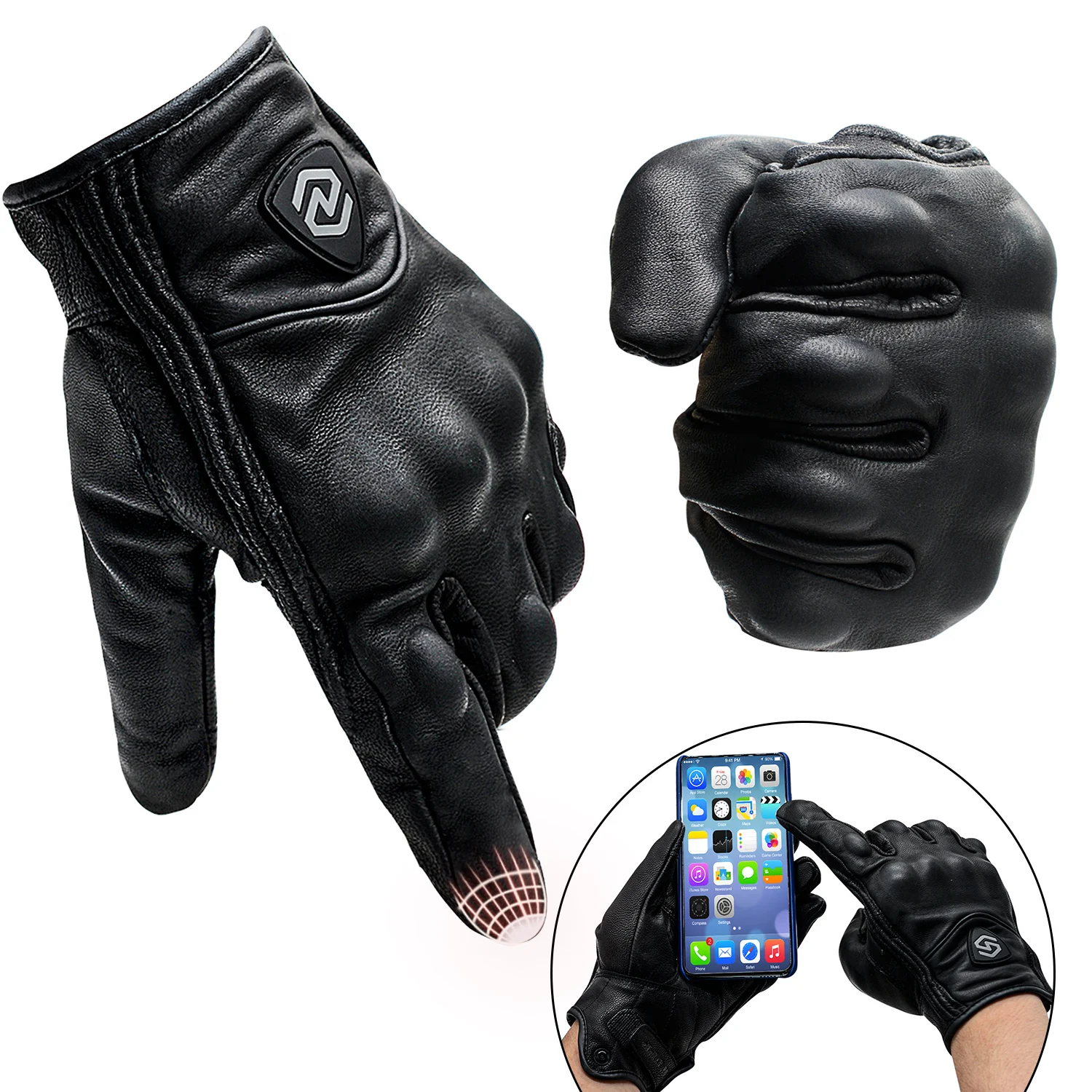 

Full Leather Touch screen Gloves Full Finger Cycling Wear-Resistent Gloves Waterproof Gloves Motorcycle Ridding gloves D30