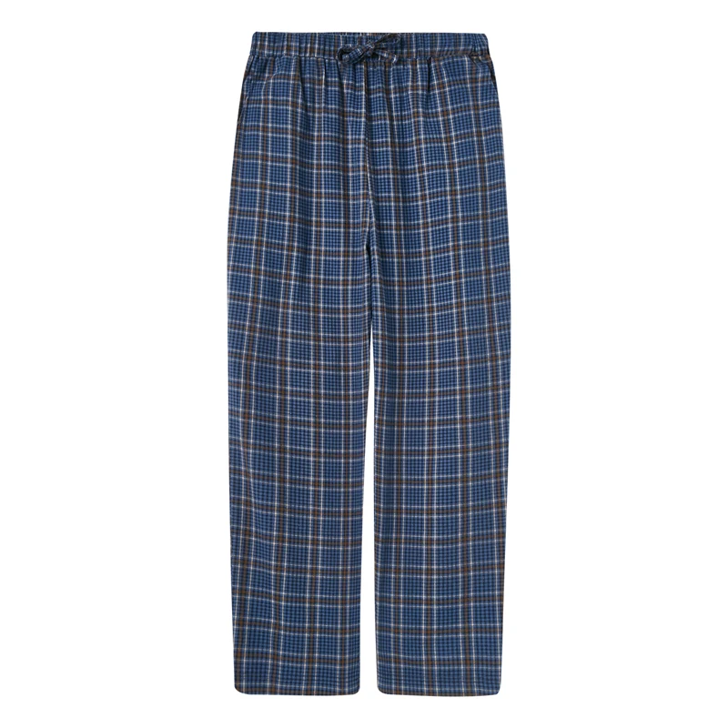 Navy Plaid 49 Штаны для сна THREEGUN, мужские клетчатые штаны, клетчатая Пижама, 100 хлопок, повседневные пижамы, домашняя пижама, брюки, одноцветная нижняя часть, XXXL - Цвет: Navy Plaid 49