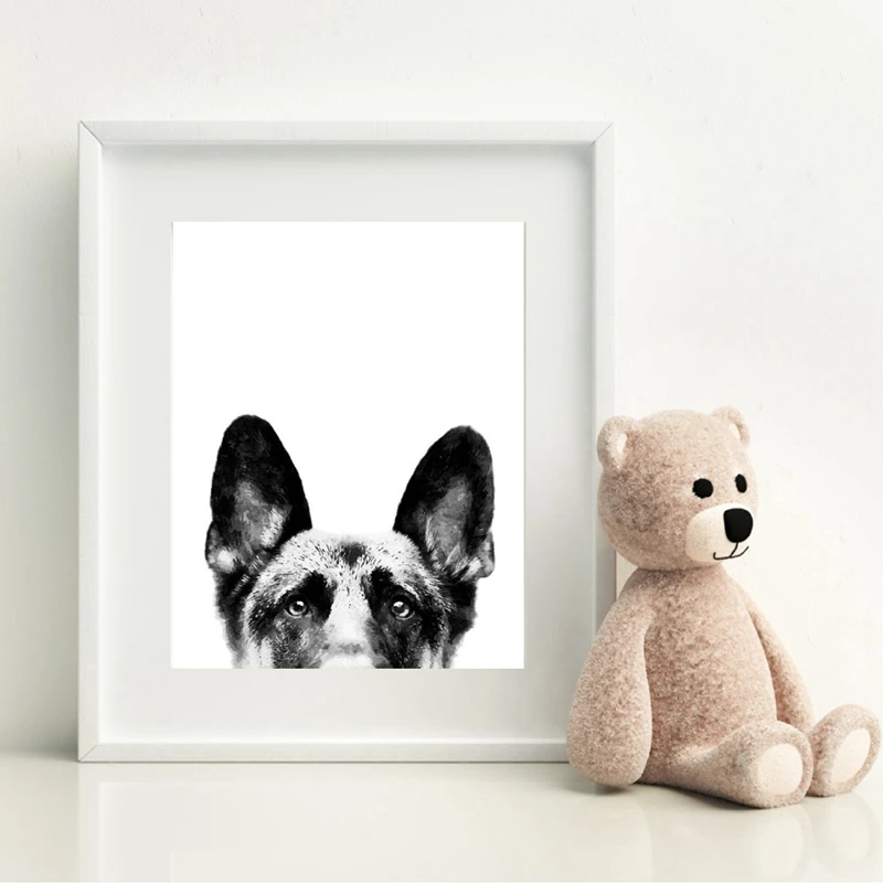 German-Shepherd-Canvas-Poster-Nursery-Wall-Art-Print-Watercolor-Pet-Dog-Painting-Nordic-Picture-Children-Bedroom