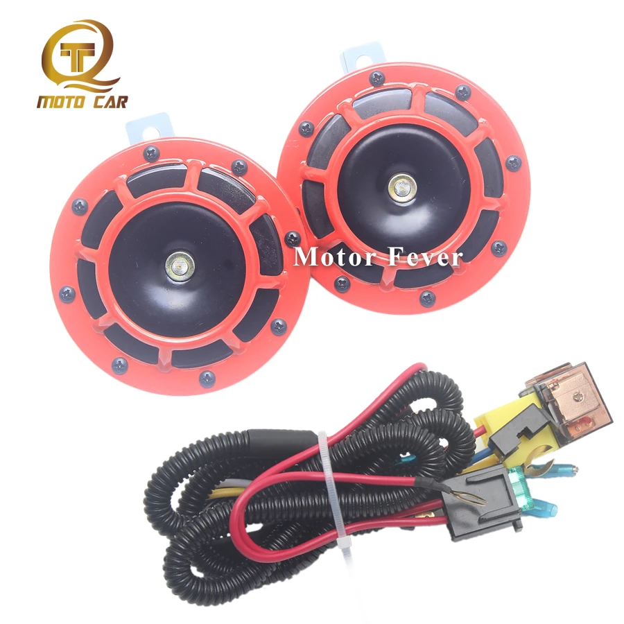 

Universal 12V Car Red Horn Siren Tone Moto Electric Alarm Horn Vehicle Super Loud for RAV4 REIZ PRADO COASTER Ford Chevrolet BMW