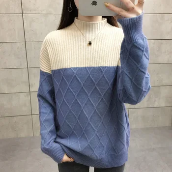 

2020 OHCLOTHING 9085 real shot new half high collar color matching diamond vertical strip pullover 56-2f 13 rows 1 shelf