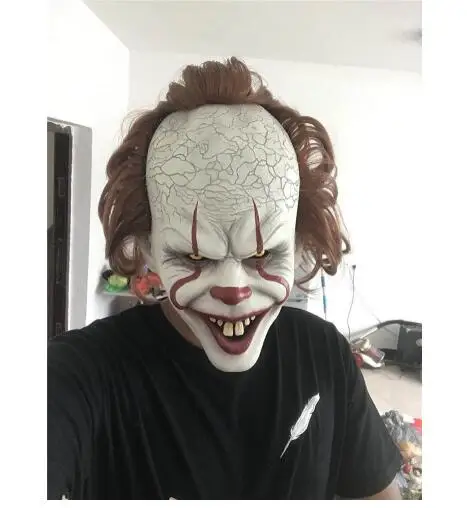 mask Светодиодный ужас Pennywise Джокер страшная Маска Косплей Stephen King Chapter два клоуна латексные маски Шлем Хэллоуин вечерние реквизит - Цвет: mask