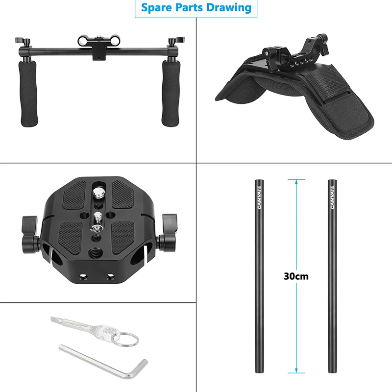 Camvate-handheld Câmera Shoulder Mount Rig Placa de Base Deslizante Pega Coberta por Esponja Dslr e Filmadoras Hdslr - Image 2