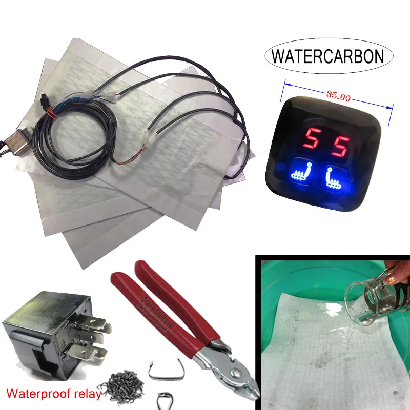 Waterproof heating Universal LED 5 Gear Double Seat Square Switch Car Heating Pad Heated Seat Cushion Cover 2 Seats 12V Auto Parts - Название цвета: Waterproof heating