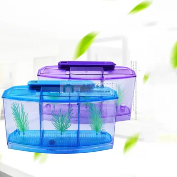 

LED Light Acrylic Aquarium Three Division Fish Tank Triple Bow Battle Insulation Insulation Breeding Box Blue Purple WF1015