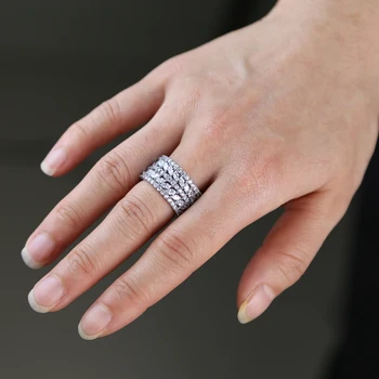 

Fashion Double Layer AAA Crystal Zircon Stone Engagement Rings Luxury Female Leaf Shape Wedding Jewelry Promise For Women