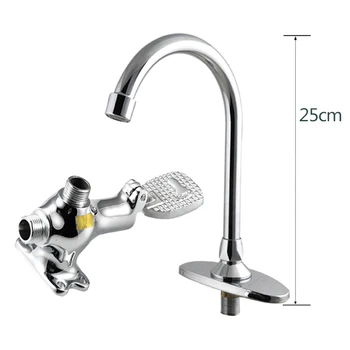 

Floor Foot Pedal Control Switch Tap Valve Faucet Copper Basin Single Cold Water Kitchen Fixtures Kitchen Faucets