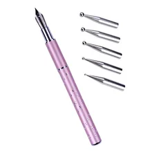 Ручка для маникюра, перьевая ручка, кружевная ручка для рисования raysteak bi, ручка для маникюра, пигментная вставка со стразами, многофункциональная ручка, 5 головок