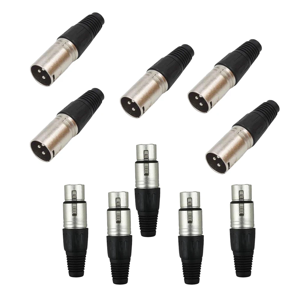 5 пар 3-контактный XLR+ Штекерный Кабельный соединитель микрофон линии с металлической Корпус