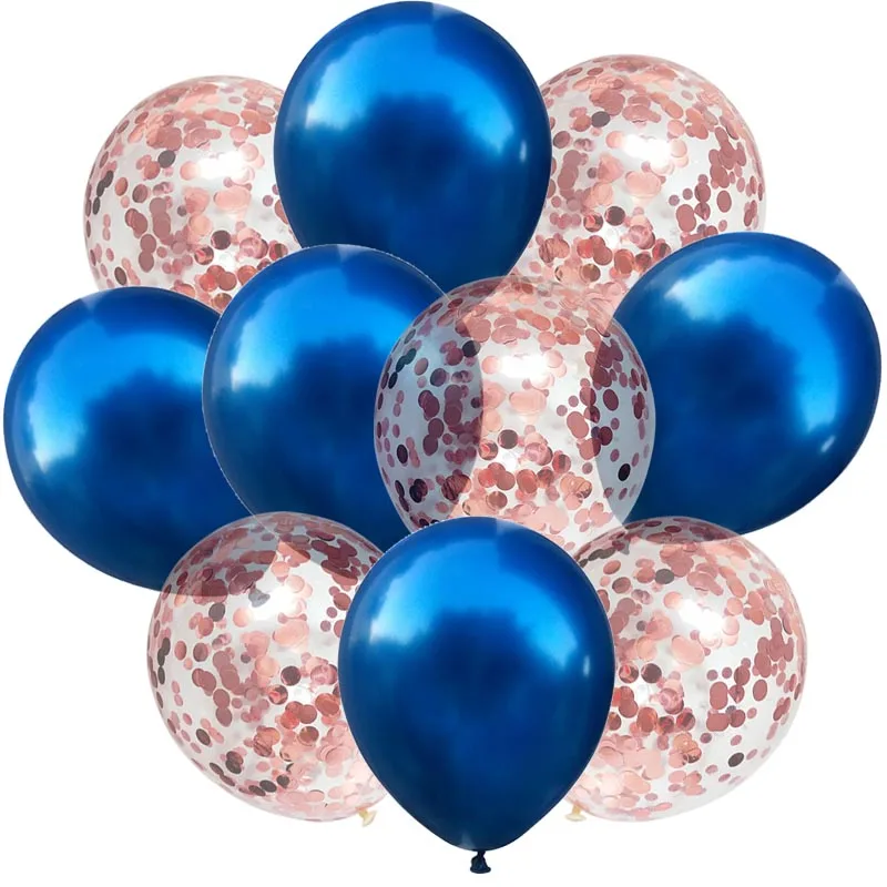 10pcs/lots Blue Metalic Confetti Balloons for Birthday Party Deco Baptism Boy Ballons Deco Birthday Balony Baby Shower Boy Girl