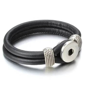 

9 Color New Snap Bracelet PU Leather Charm Handmade Bracelets Fit 18-20mm Snaps Snap Buttons Bohemian Bangles For Women
