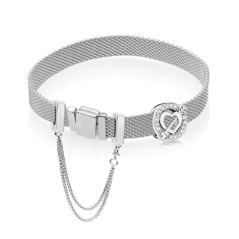 

Newest 925 silver bracelet love at first sight Securing clip Fit original pandoras logo charms Women beads Bracelet Jewelry Gift