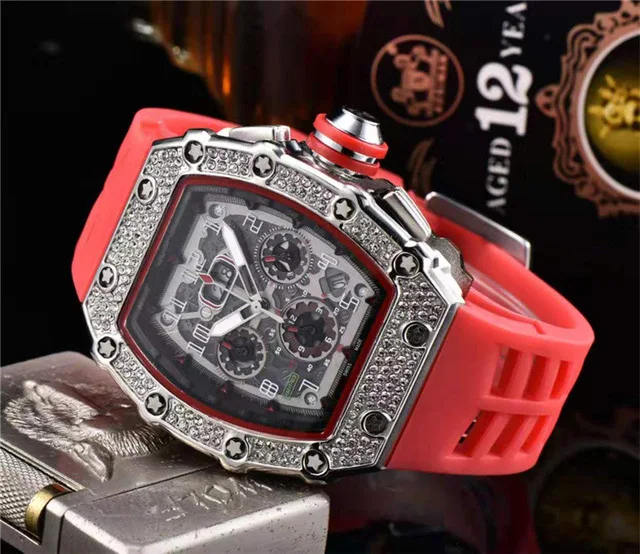 Модные мужские часы эксклюзивные все циферблаты работы хронограф бриллиантовый ободок Iced Out дизайнерские часы кварцевый механизм Спорт Wris