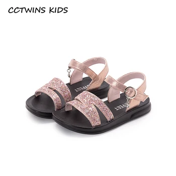 

CCTWINS Kids Shoes 2020 Summer Girls Fashion Princess Flat Baby Brand Soft Shoes Children Sparkle Sandals Toddlers PS964