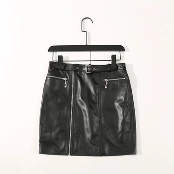 

2020 New Style Leather Women Skirt Sheep Skin Trim Wrap Skirt One-step Skirt Thin Skin Skirt Spring Summer