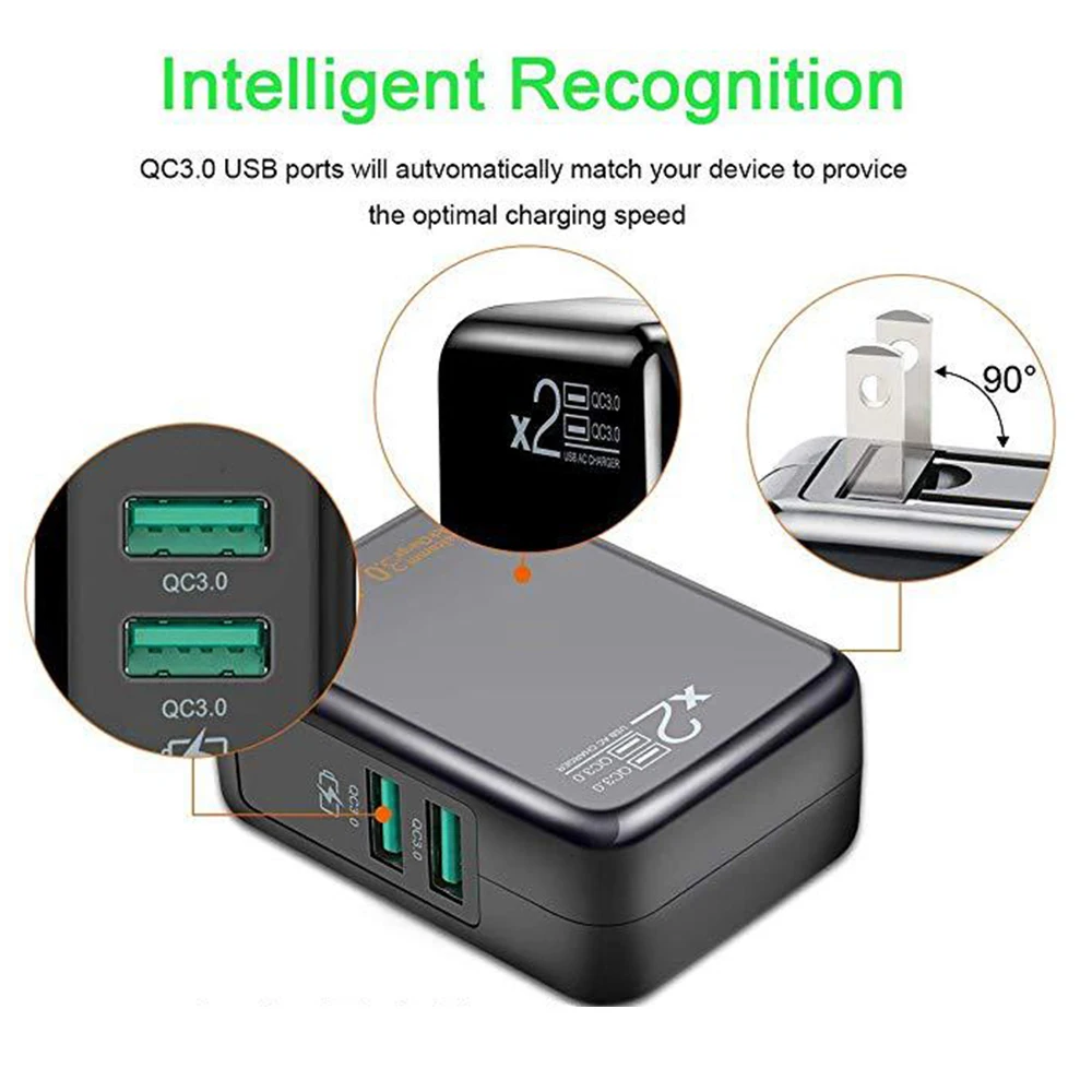 Dualport QC3.0 Fast Charging 18W Wireless Charging Power Adapter for