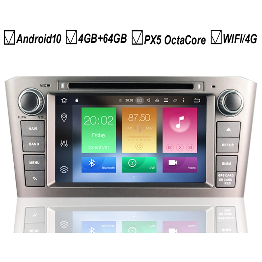 Автомобильный Android 10 DVD GPS плеер для Toyota Avensis T25 2003 2004 2005 2006 2007 2008 Восьмиядерный 4 Гб +