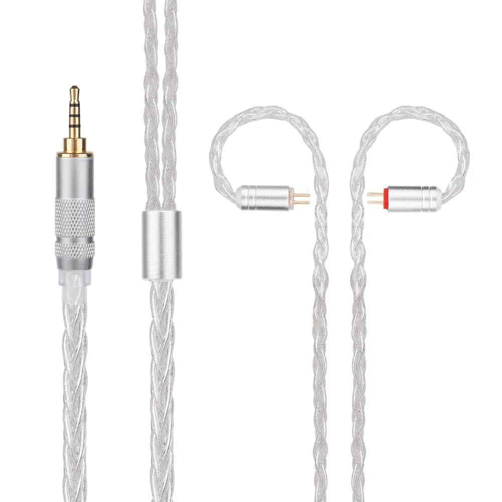 New Yinyoo H3 H5 8 Core Upgraded Silver Plated Earphone Cable With MMCX/2pin For HQ6 HQ8 QT2 ZS10 ES4 BLON bl-03 bl-05 | Электроника