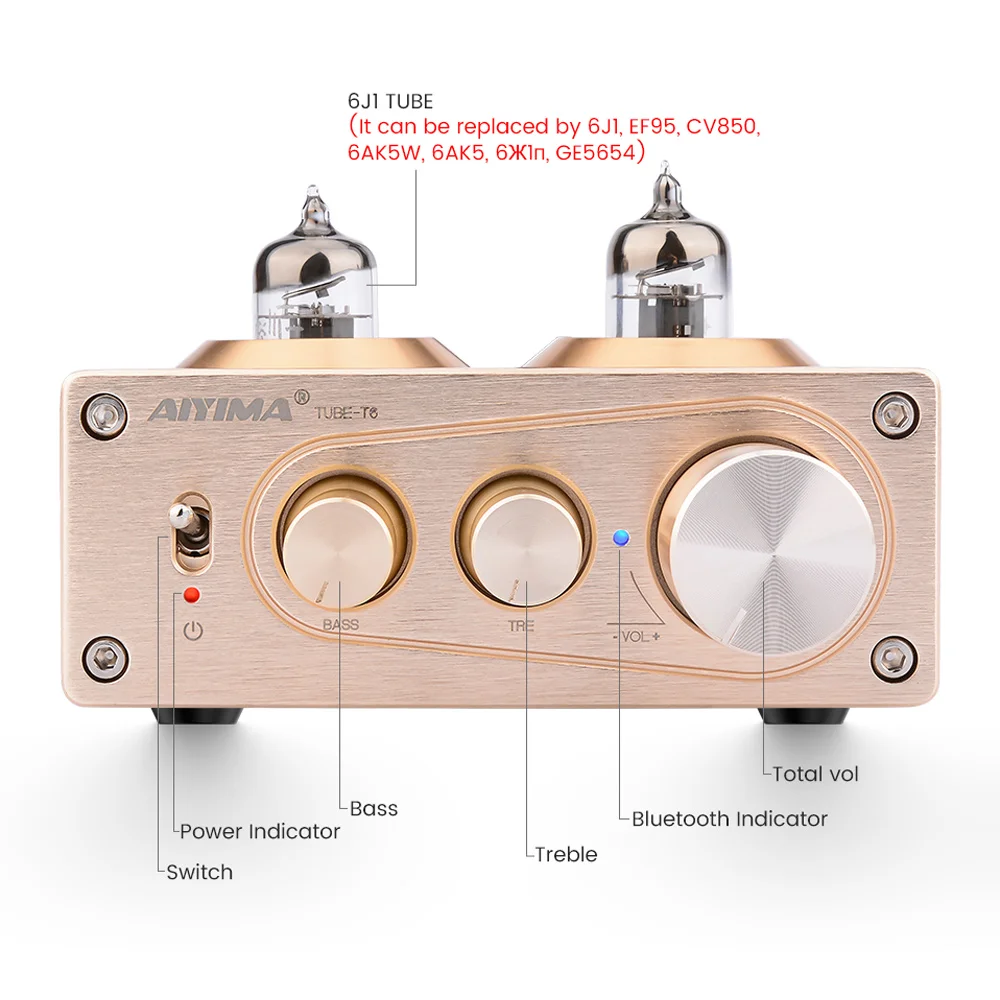 Предусилитель AIYIMA Bluetooth 5 0 APTX HiFi 6J1|Усилители мощности| |