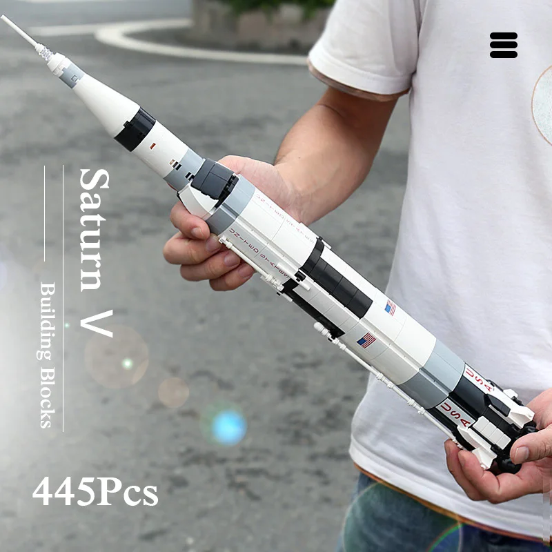 Высокотехнологичная серия Apollos 11 Saturn V Rocket Lunar Module строительные блоки