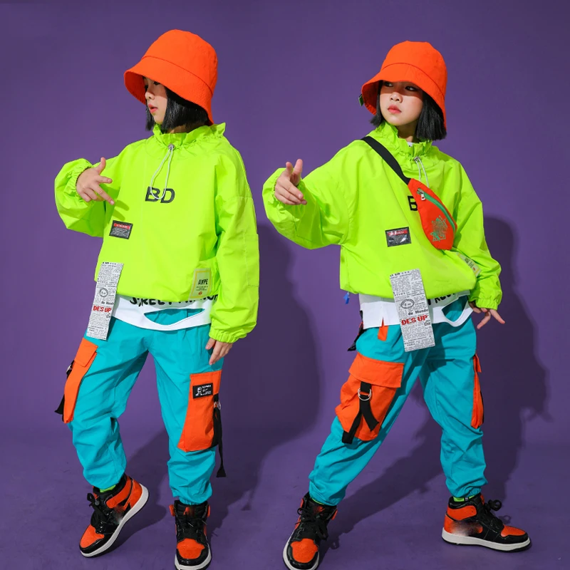 Children Hip Hop Dance Costumes For Kids Long Sleeved Jacket Hiphop Pants Stage Outfits Jazz Dance Performance Clothes DQS7837