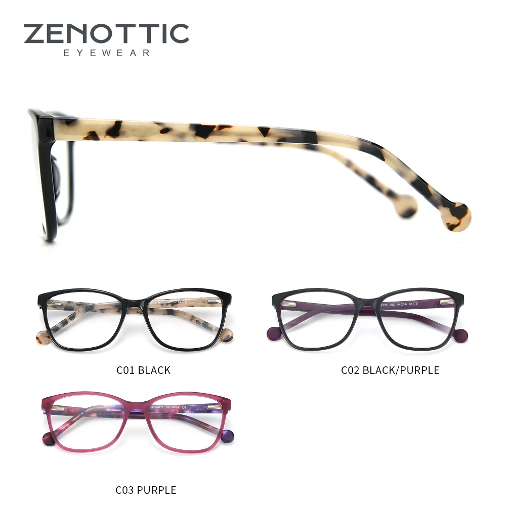 Квадратные ацетатные оправы для очков ZENOTTIC женщин оптические близорукости