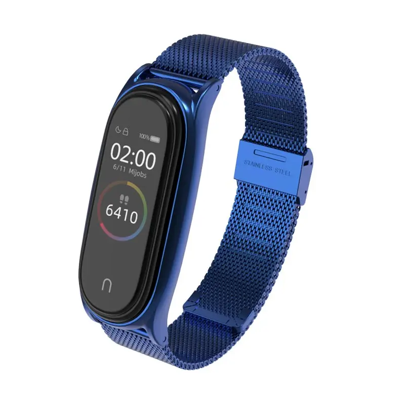Milanese Plus Blue Металлический ремешок для Xiaomi mi Band 4 3 браслеты браслет из нержавеющей стали для mi band 4 ремешок для mi band 3 браслеты Pulsera - Цвет: Milanese Plus Blue