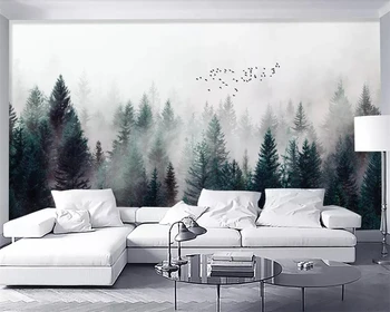 

Custom wallpaper Modern Fresh Fog Forest Clouds Flying Bird Nordic TV backdrop 3d Living room Bedroom 3d wallpaper