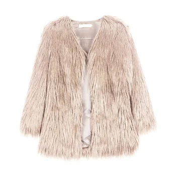 

Winter Women Fashion Casaul Coat All-match Solid Color Faux Fur acket Loose Long Sleeves Long Coat