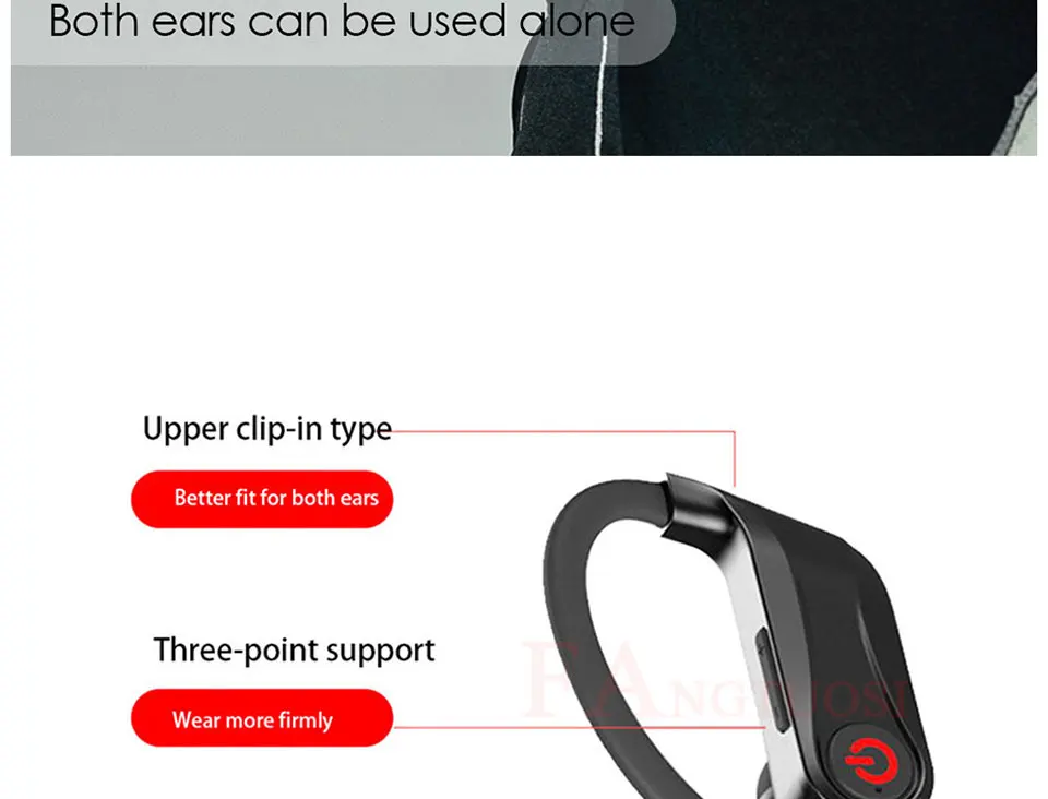 FANGTUOSI TWS стерео беспроводные Bluetooth наушники громкой связи Спортивная гарнитура ушной крючок Bluetooth 5,0 наушники с микрофоном для iPhone 11