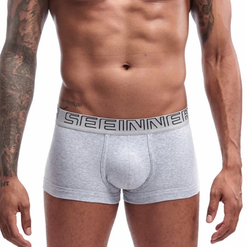 KWAN. Z, мужское нижнее белье, ropa interior hombre, боксеры, мужское однотонное нижнее белье, боксеры para hombre, хлопковое Мужское нижнее белье, боксеры - Цвет: Серый