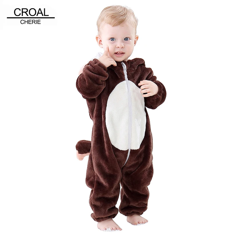 Croal Cherie Animal Baby Girls Clothes Newborn Baby Rompers Costume Winter Fleece Jumpsuit