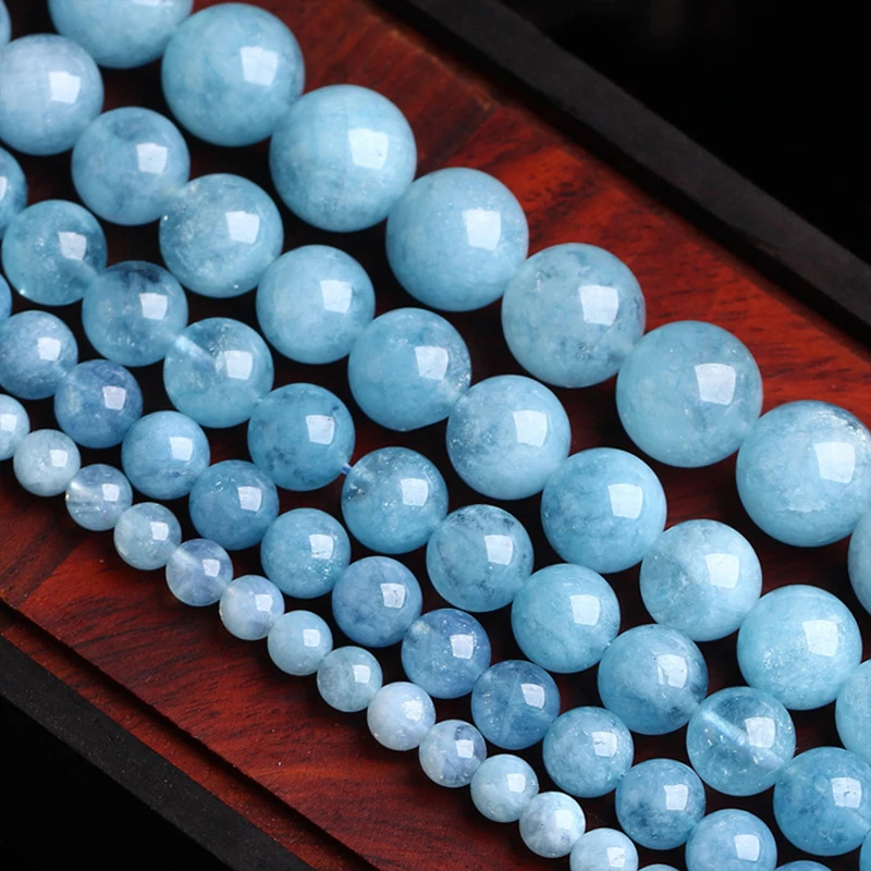 

4/6/8/10/12mm Natural Stone Agate Stone Bead Round Spacer Beads Aquamarine Loose Beads For DIY Bracelets Jewelry Accessories