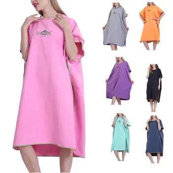 

Microfiber Wetsuit Changing Robe Poncho with hood Quick Dry Hooded Towels for Swim Beach Surf Poncho Compact & Lightweight
