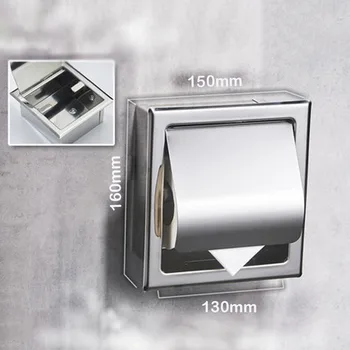 

304 Stainless Steel Polished Wall Recessed Built-In Toilet Paper Holder Hotel Bathroom Concealed Roll Tissue Holder