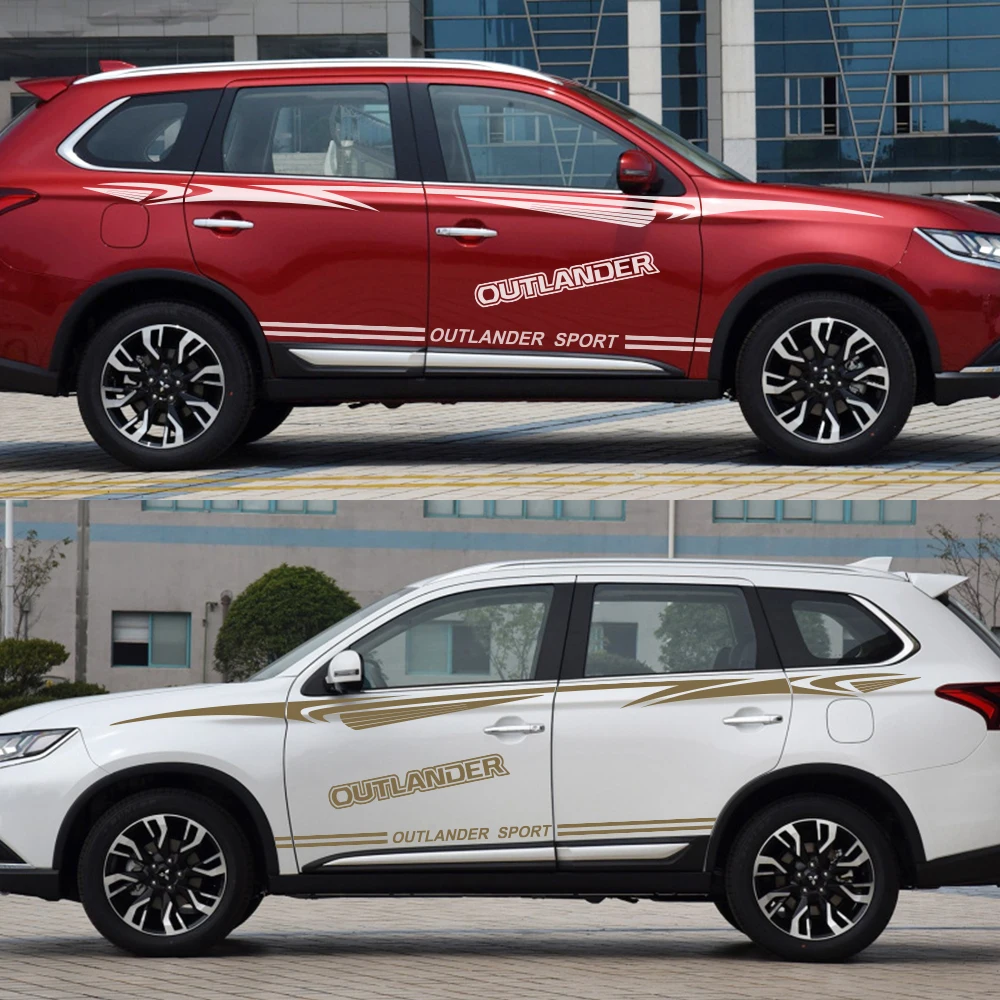 2 шт. наклейка на боковую дверь автомобиля для Mitsubishi Outlander DIY авто Спорт Персонализированная виниловая пленка наклейка Стайлинг Тюнинг автомобиля аксессуары